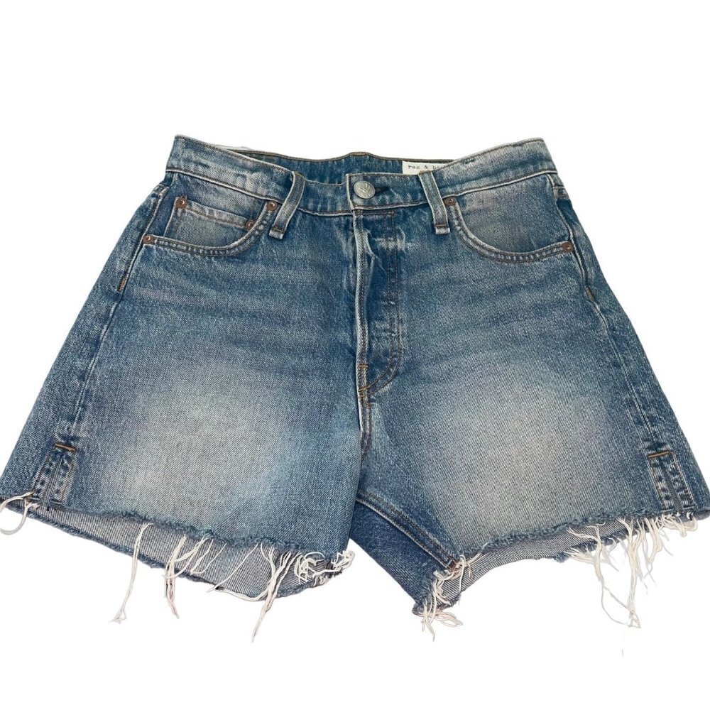 Rag & Bone Vintage High Rise Cut Off Shorts Size 25 Medium Wash Blue Denim